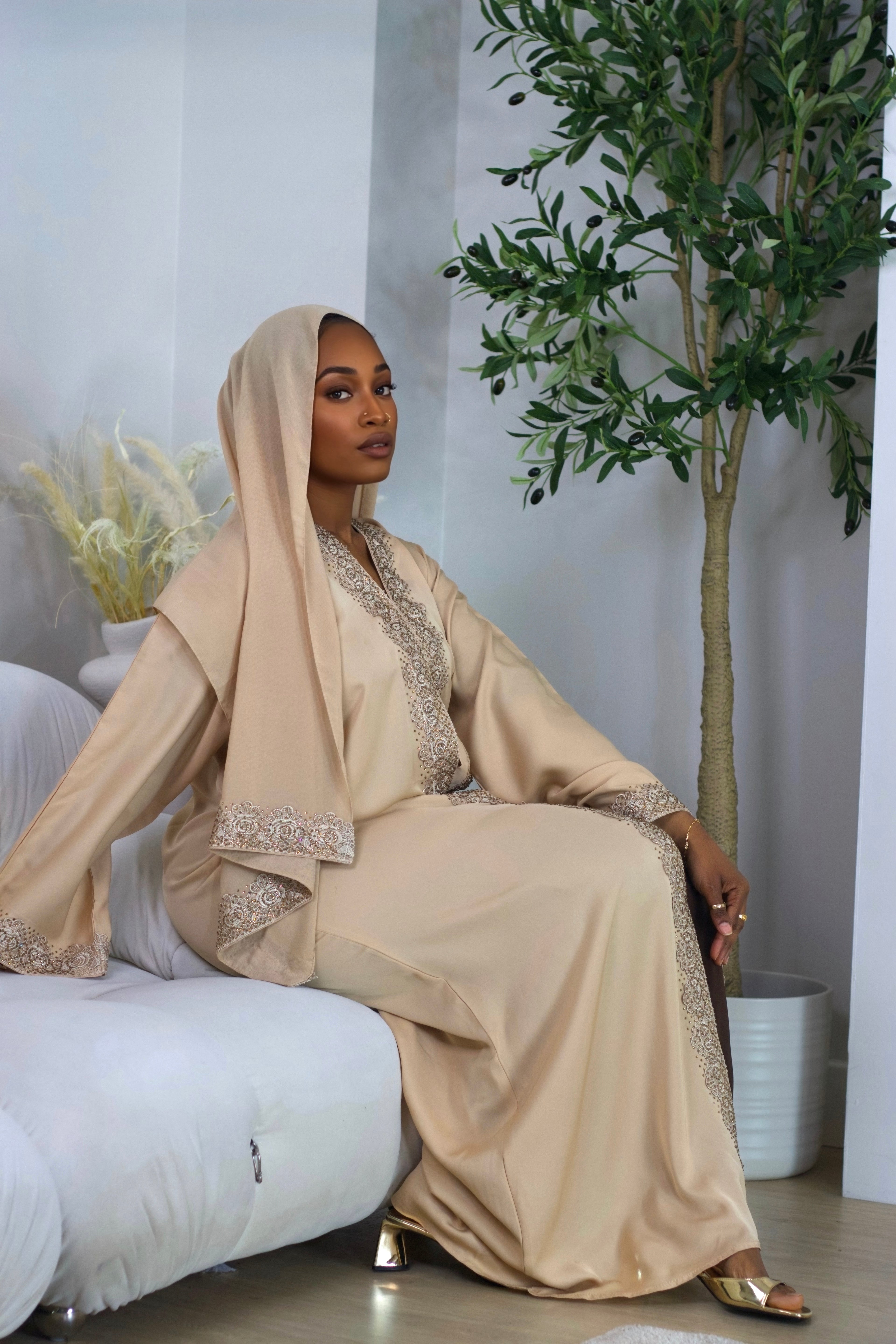 Hayat Open Abaya - Sand Dune